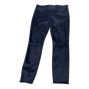 Joe’s Black Janeane Black Ripped Knee Frayed Hem Jeans Size 30